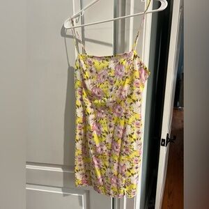 New with tags floral boutique dress size medium mini spring flowers yellow pink